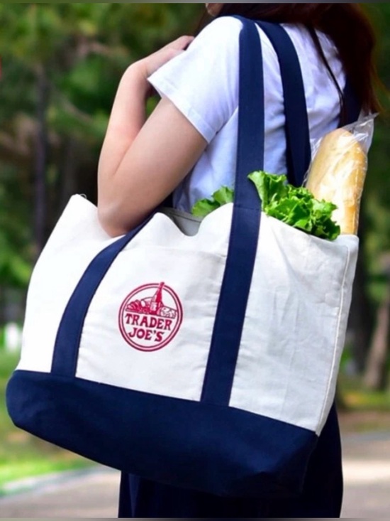 Trader Joe'S Handbags - New Trader Joe’s Large Navy Blue Reusable Canvas Tote Bag